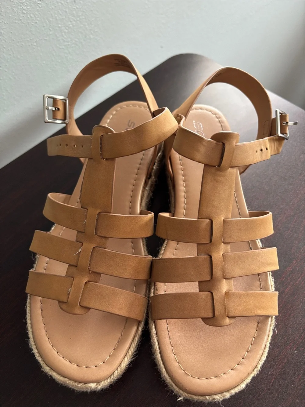 Soda Tan Strappy Platform Espadrille Sandals